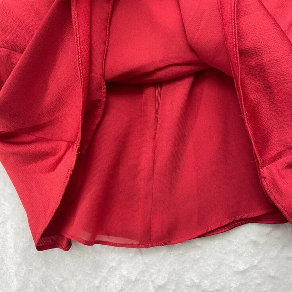 Vince Camuto Blouse Women's Sz S Red Boat Neck Sleeveless Lined Peplum Zip Back - Picture 3 of 7